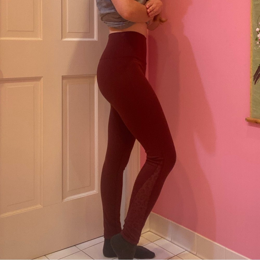 Aerie Leopard Leggings Dark Red